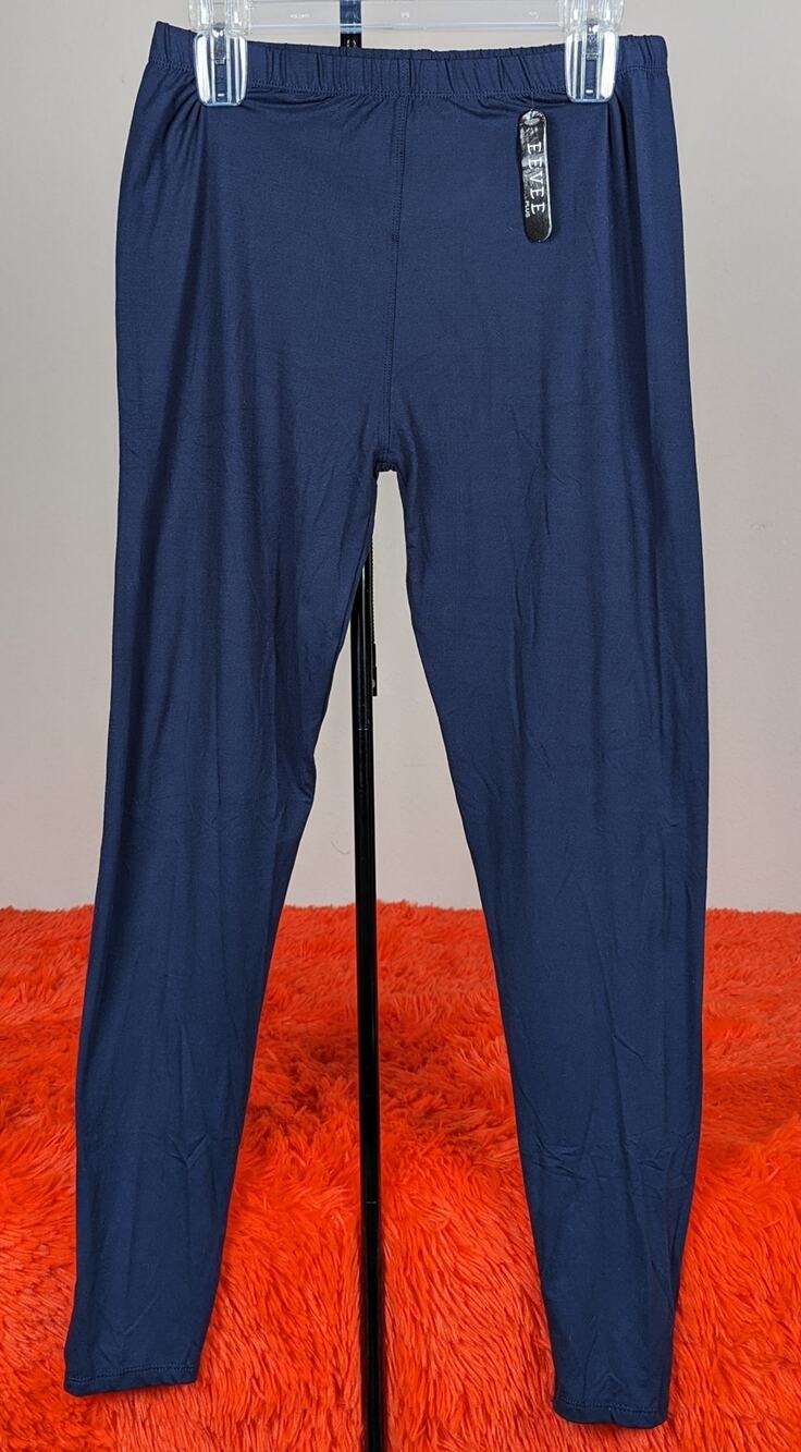 NWT Eevee PLUS Navy Basic Comfort Stretch Soft Solid Leggings L/XL (10-14)